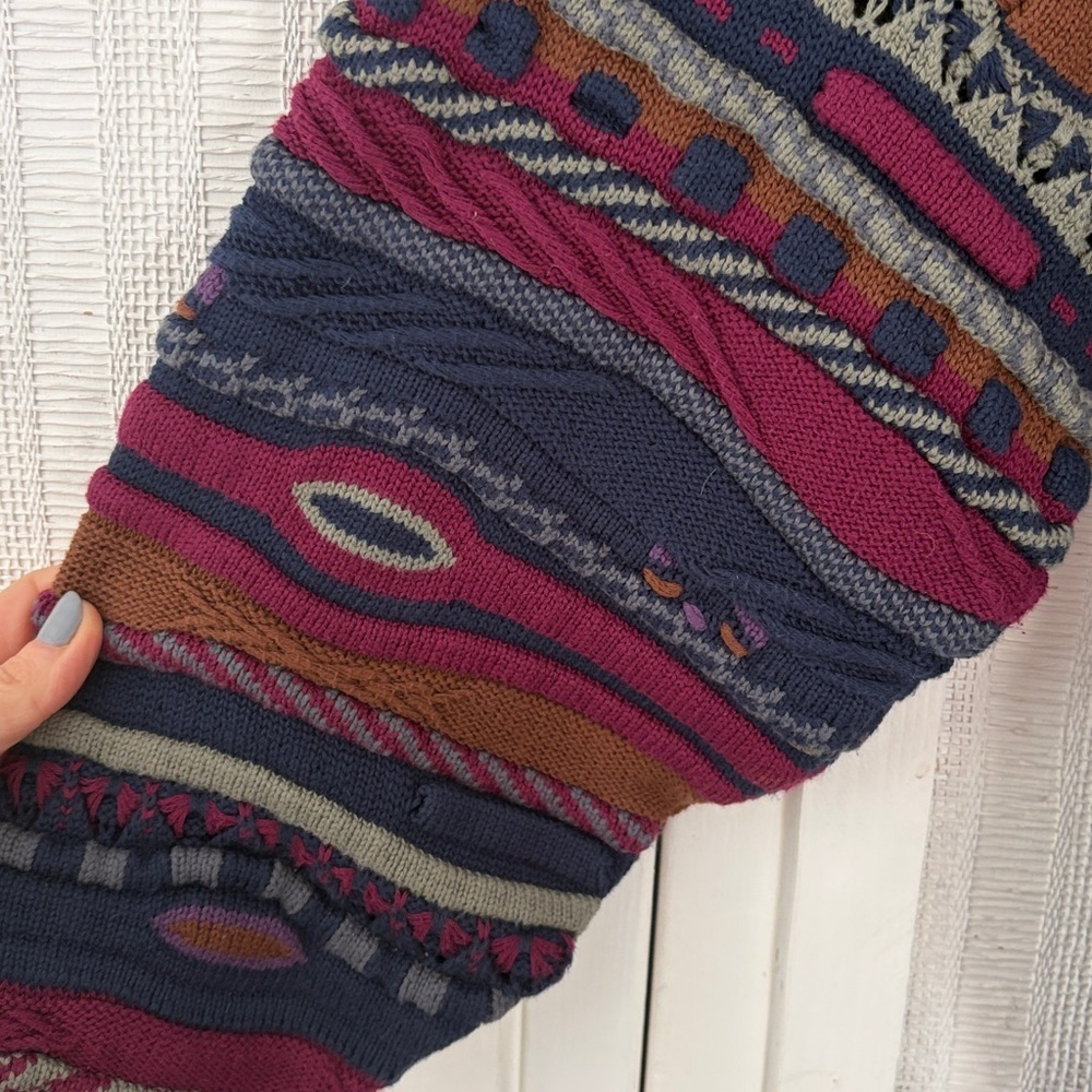 Rare Tosani Sweater Vintage XLarge CoogiStyle MultiColor 80s 90s - Picture 3 of 7